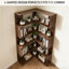 Bibliothèque de coin en L de 66 po de hauteur à 66 niveaux en noyer, idéale pour le salon, la chambre à coucher, le bureau personnel - étagère de présentation autoportante avec unités ouvertes, plusieurs conceptions, bibliothèque en noyer facile à assembler,