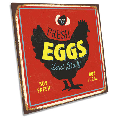 Z5759 Fresh Eggs Chicken Kitchen Picture - Wrapped Canvas Print