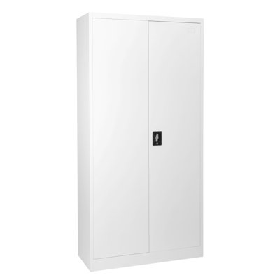 Hickman Metal Storage Cabinet with Lock, 2 Door, 4 Shelf File Storage Cabinet, Office, Garage , Home