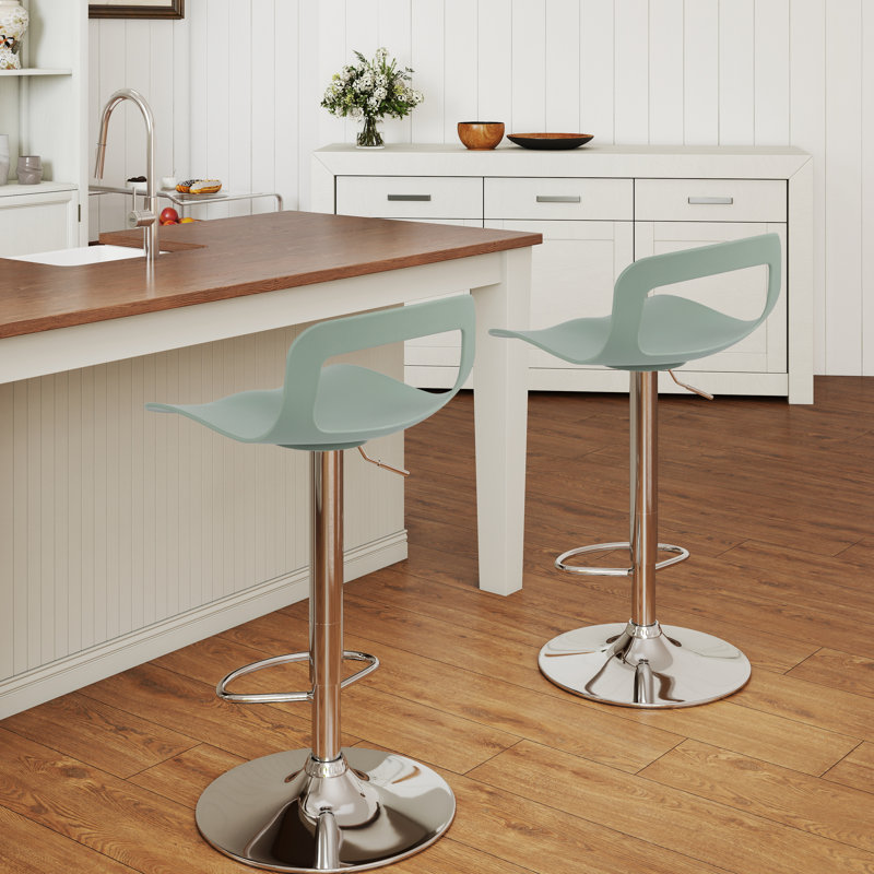 Tabouret de bar rotatif à hauteur ajustable avec dossier bas Dressler, ensemble de 2, Vert