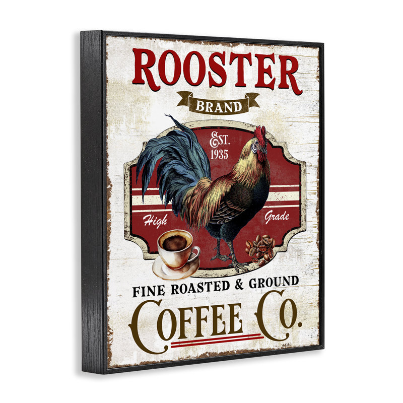  Coq Brand Coffee Co, estampe numérique par Creatif Belle, H 14 po x l 11 po, Giclée encadrée noir minuit