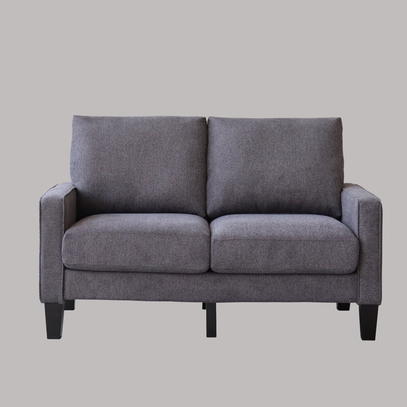 Canapé moderne rembourré pour le salon en tissu beige, Polyester 100 % gris foncé