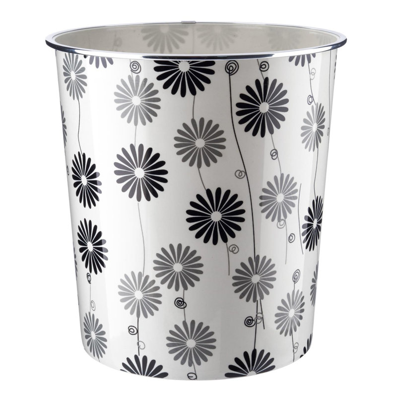 Castrejon 7.7Litre Plastic Waste Paper Basket Bin Round Waste Basket Trash Can Lightweight Rubbish Bin Pack of 2, Black