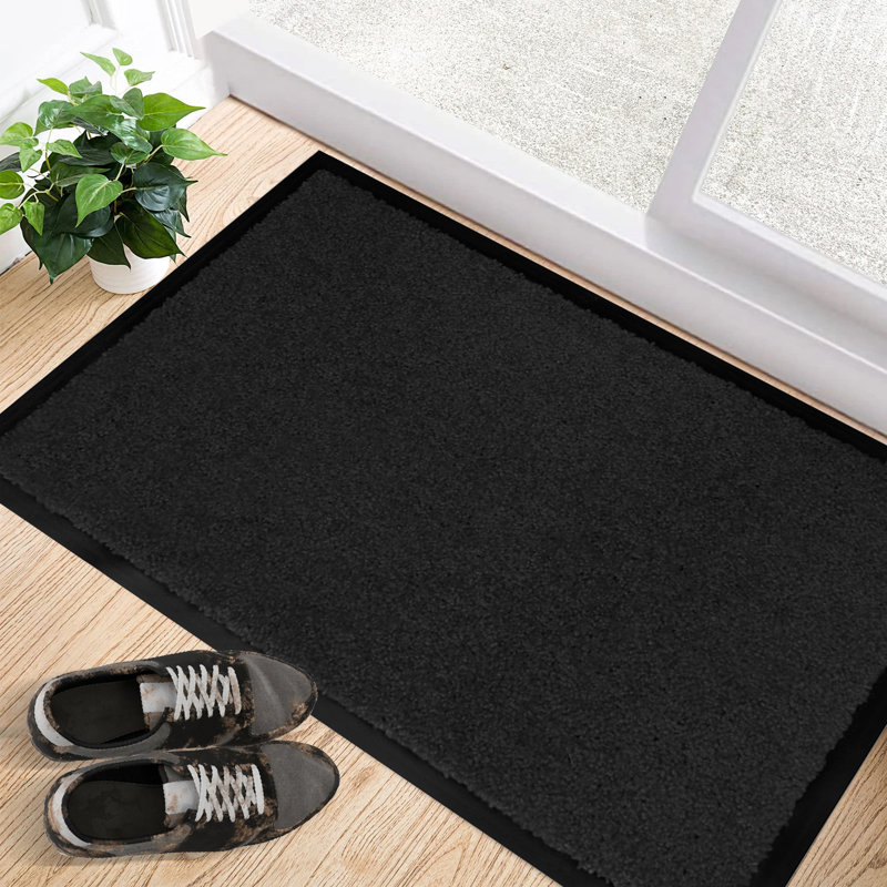 Bouldin Non-Slip Striped Doormat, 80cm W x 120cm L, Black