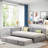 Upholstered L-shaped Daybed With Pop Up Trundle, Usb Ports And Square-block Pattern-163143560