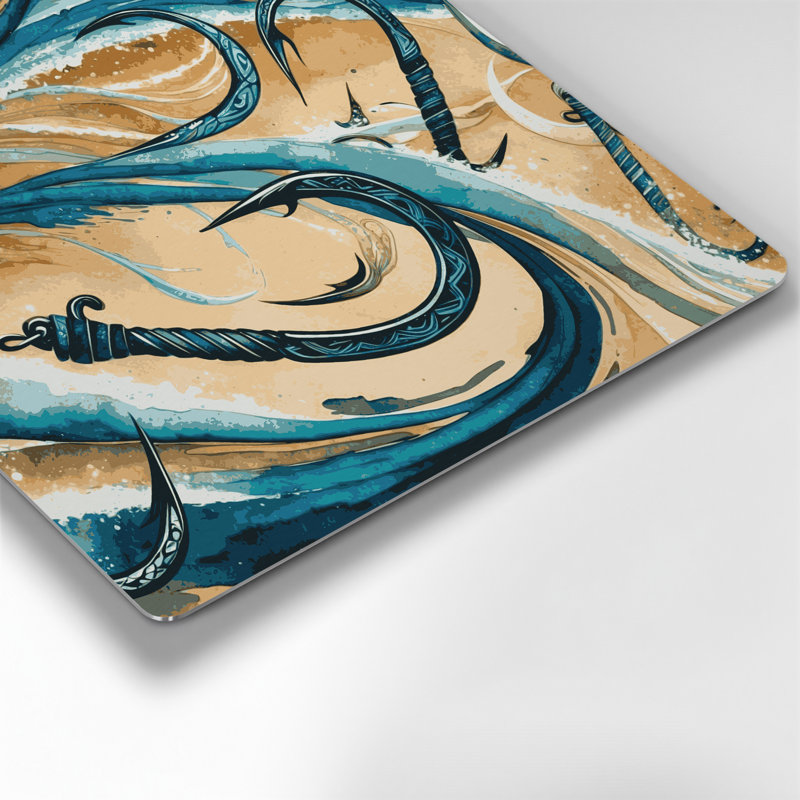 Art mural hawaïen hameçons en métal beige, H 16 po x l 16 po