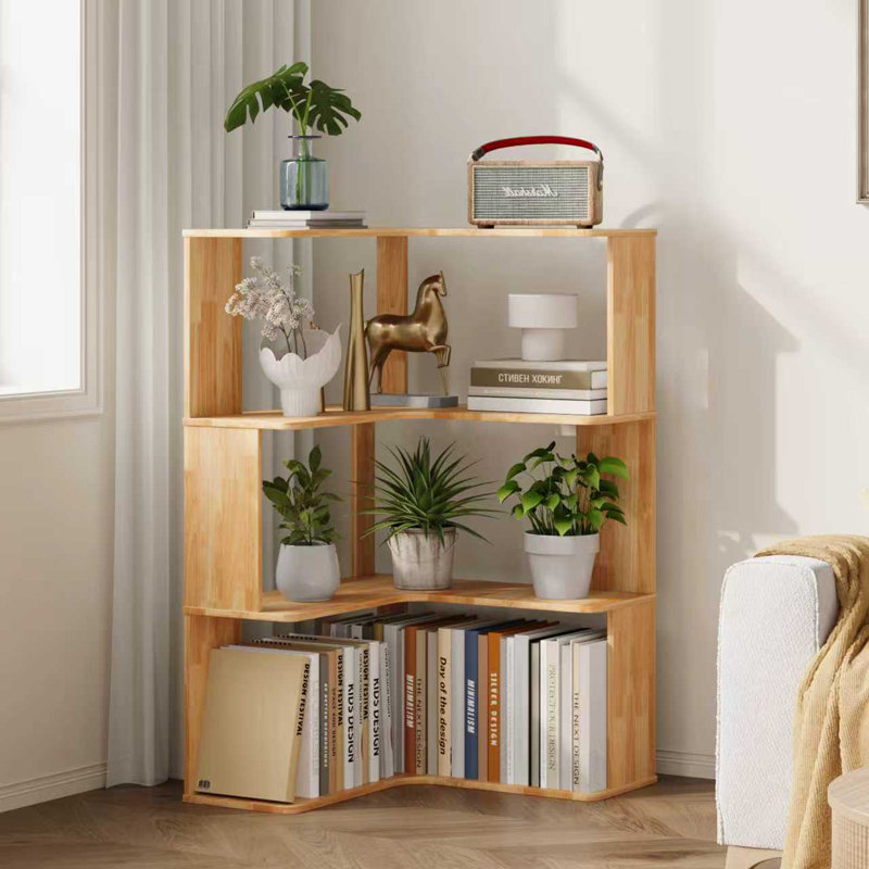 57.9cm W Corner Bookcase, (3 Shelves) 94cm H x 57.9cm W x 57.9cm D
