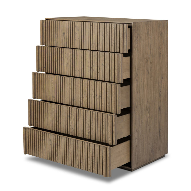 Leo 5 Drawer Dresser-Rustic Grey, Rustic Grey