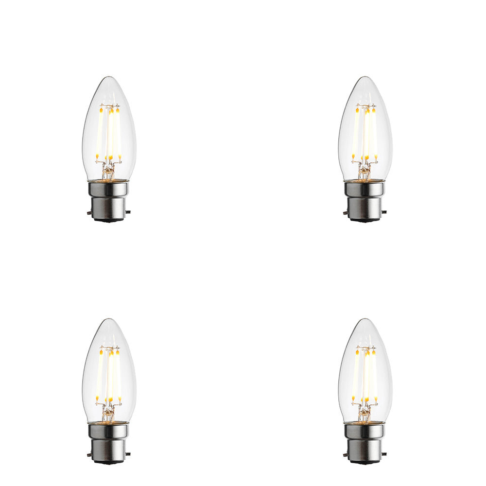 Loops Direct 4 Pack 4W Dimmable B22 Candle Led Light Bulb - Warm White ...