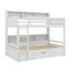 Lit superposé simple avec tablettes intégrées aux lits supérieurs et inférieurs, ainsi qu'un tiroir de rangement-255027582