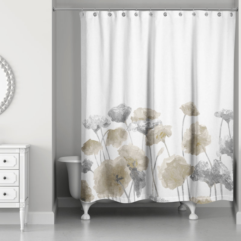 Jennings Way Floral Single Shower Curtain, Beige