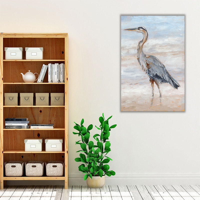 «Beach Heron II», reproduction d'art sur toile, H 48 po x l 32 po
