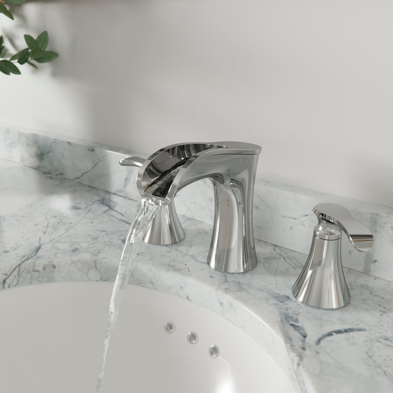 Jaida Widespread Bathroom Faucet with Drain Assembly, Polished Chrome