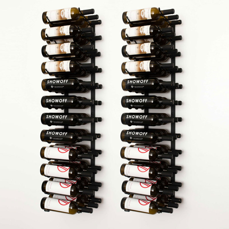 72 Bottle Wall Mounted Wine Bottle Rack, Matte Black