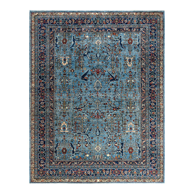 Tapis unique noué à la main Serapi - bleu clair, 7 pi 10 po x 10 pi 0 po Serapi