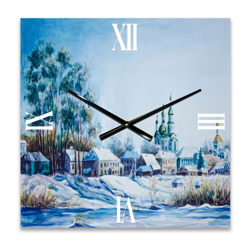 Petite ville en hiver - Horloge murale traditionnelle, Très grand