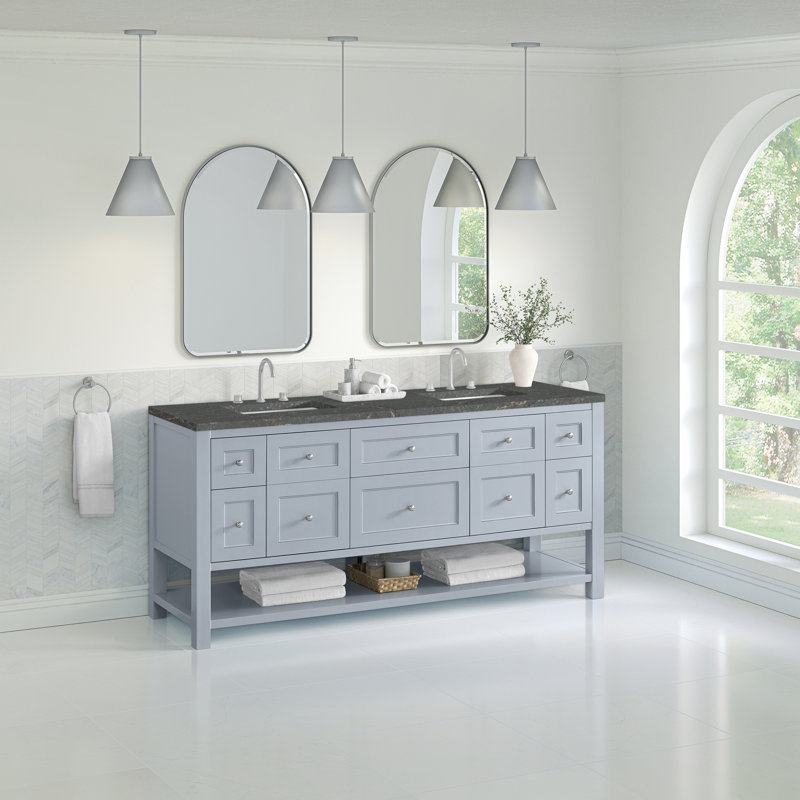 Breckenridge 72'' Double Bathroom Vanity with Top, 8" Widespread, Parisien Bleu, Serenity Blue
