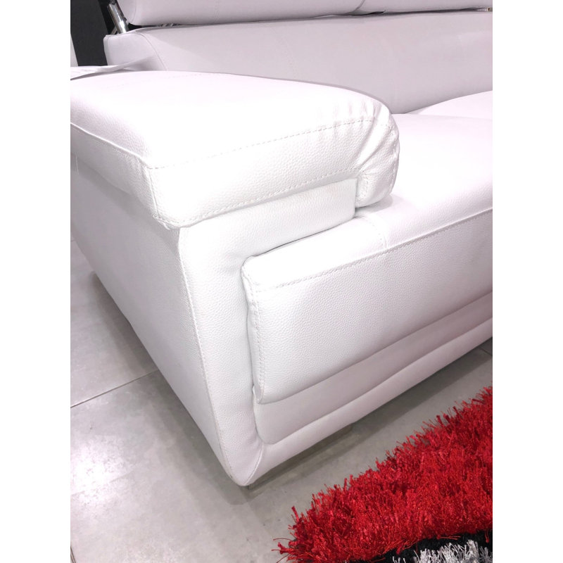 Causeuse grise moderne Dungall 65, L 88 po, Full Eco Leather White