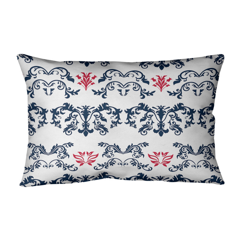 Housse de coussin Football Baroque, Bleu nautique / blanc / rouge, Croisé en coton