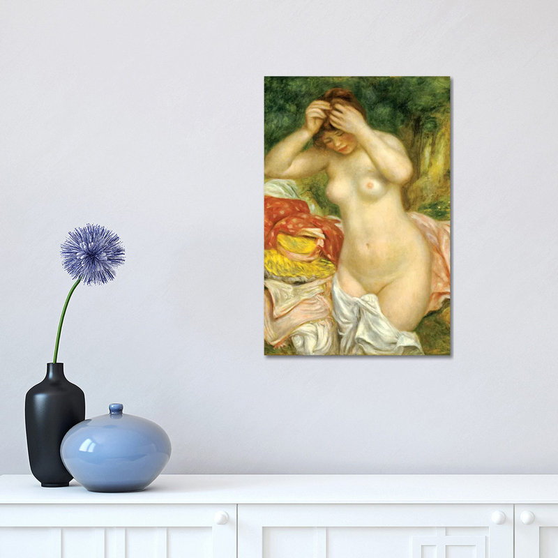 Bather Arranging Her Hair, 1893 by Pierre-Auguste Renoir - Wrapped Canvas Painting, 30.48 cm H x 45.72 cm W