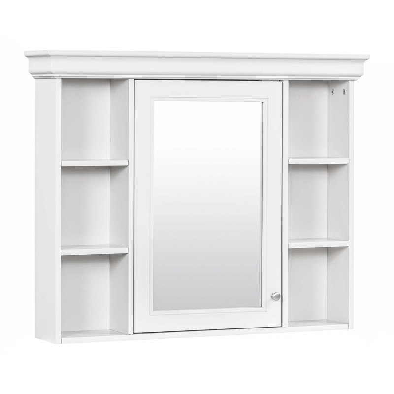 Armoire de rangement murale avec porte miroir, Blanc