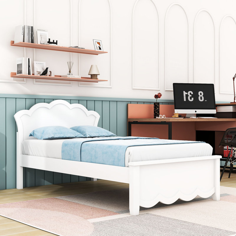 Lit plateforme en bois avec tête de lit, Lit simple
