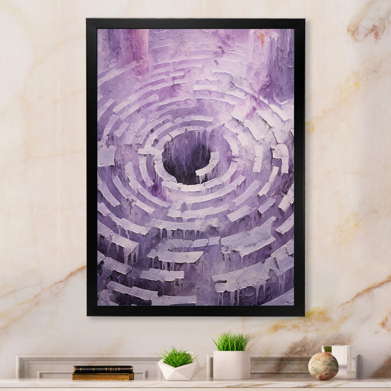 Lyrical Labyrinth Purple Dream - Abstract Spirals, impression sur toile_106105, H 32 po x l 24 po x P 1 po, Cadre photo noir
