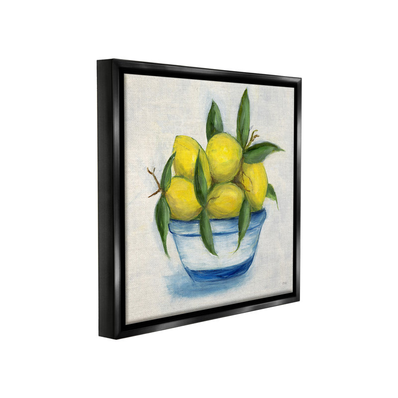 "Peinture traditionnelle de citrons" par Marilyn Dunlap sur toile, Cadre flottant noir de jais, H 25 po x l 25 po