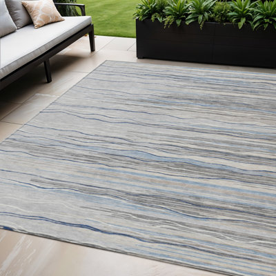 Tapis intérieur lavable rayé gris 5 pi x 8 pi