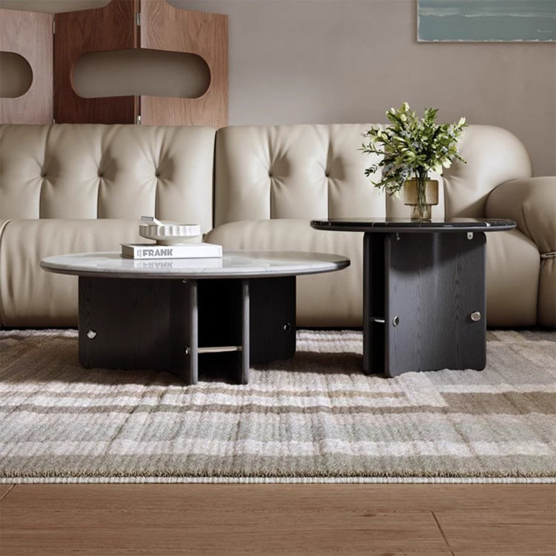 Round microcrystalline stone coffee table