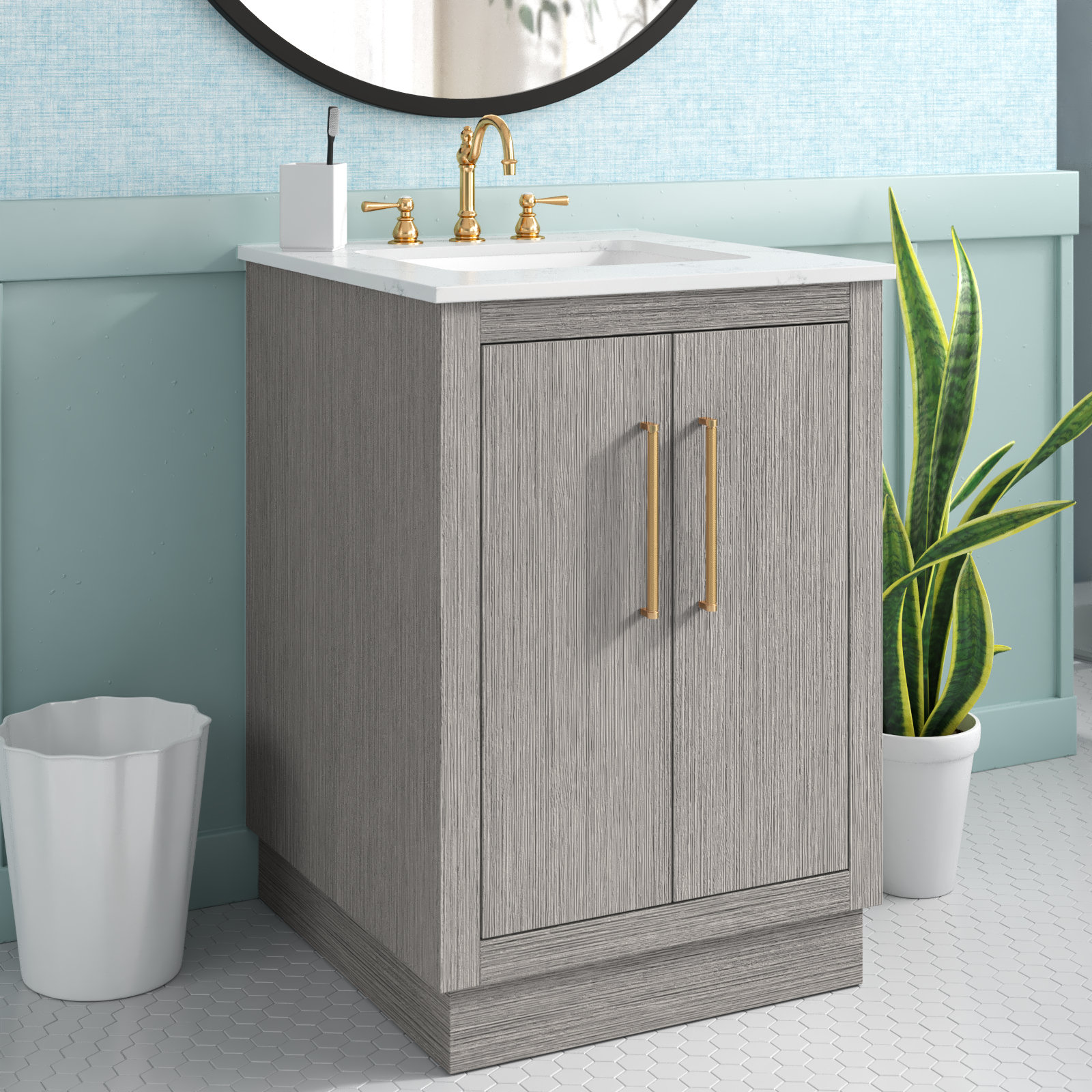 Vanity Art Meuble-Lavabo Simple de 60 po. en Vert Vintage Avec Dessus en Marbre et Poignée... | Home Depot Canada
