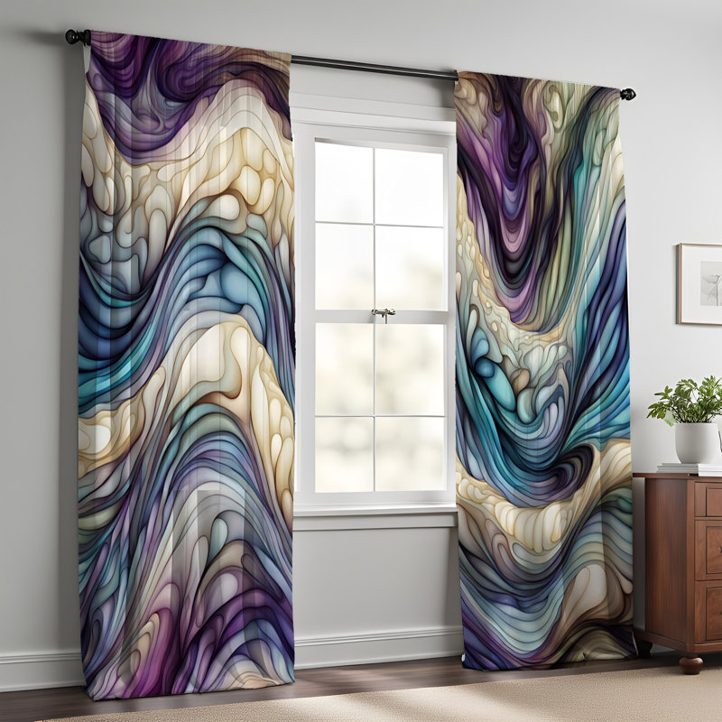 Paire de rideaux semi-transparents en polyester Ernaldus, L 56 po x L 78 po