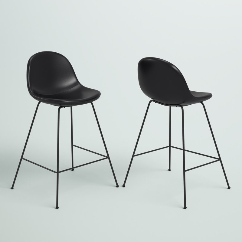 Oslo Upholstered Counter Stool with Metal Frame, Black