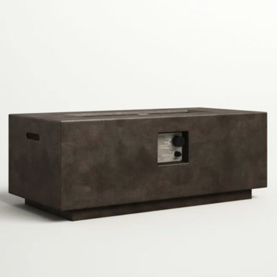 Table de foyer d'extérieur au propane / gaz naturel en béton - 50000, look moderne, pour l'extérieur, compatible avec les pierres de lave, 20 po de profondeur, 42 po de largeur, 15 po de hauteur, 69 lb de poids avec sortie, convient au jardin et à l'extérieur,