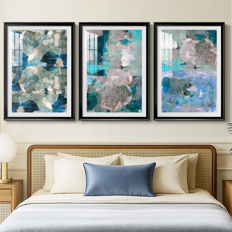 Impasto II - reproduction sur mesure encadrée de qualité supérieure - 3 pièces, Noir, H 21 po x l 30 po