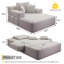 Luxueuse chaise longue en velours côtelé moelleux avec 3 coussins, canapé-lit convertible avec poche de rangement, conception sans cadre et mousse de compression pour les petits espaces, salon, appartement, gris clair-125536673