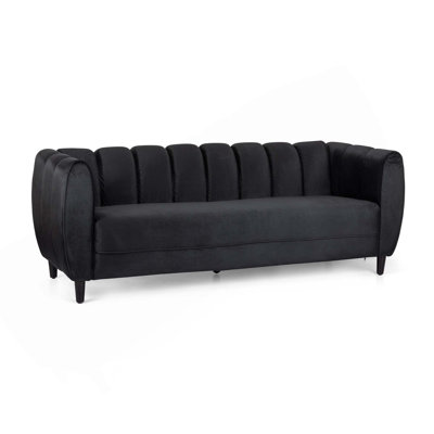 Modern Velvet 3-Seater Sofa with Roud Arms