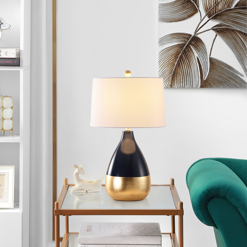Akeilah Metal Table Lamp, Navy/Gold