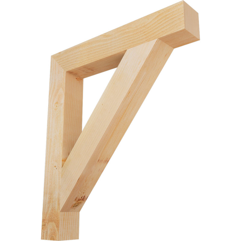 Traditional Block Bracket, Douglas Fir (Rough Sawn), 30" H x 4" W x 26" D