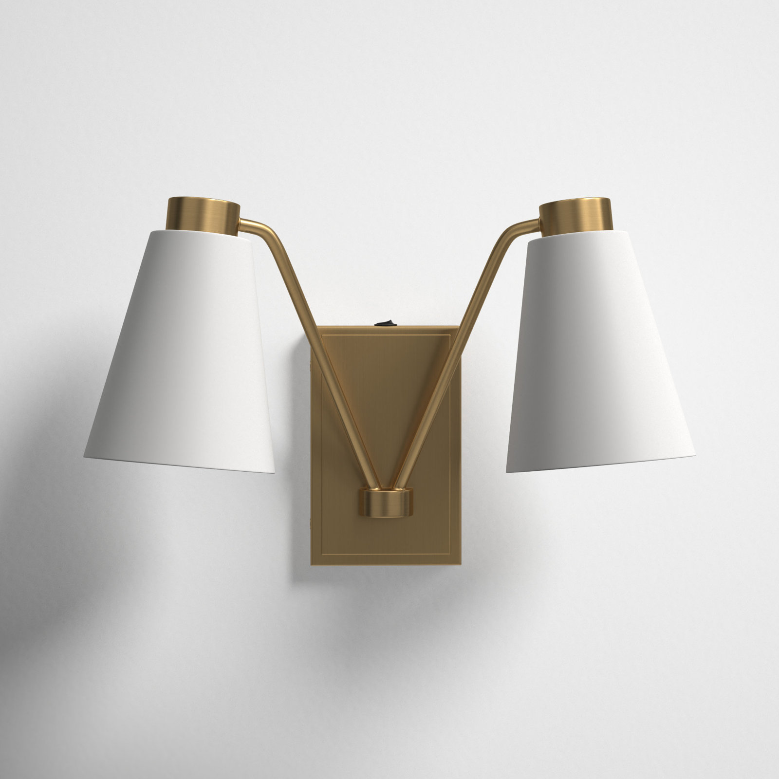 Alyra 2-Light Dimmable Armed Sconce, White Brass