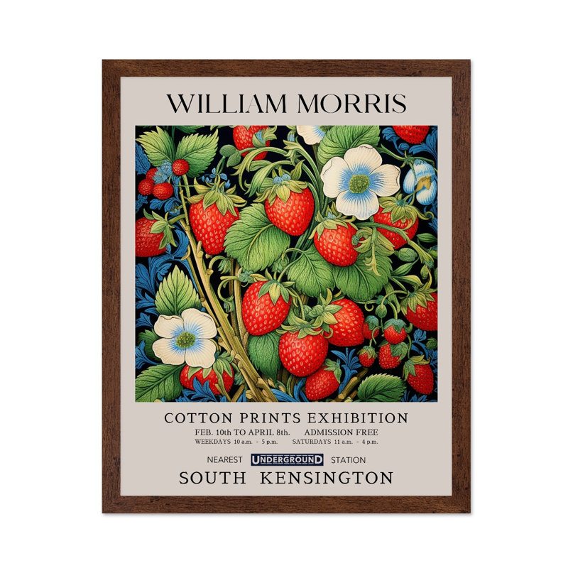 William Morris - Fraises, Poster, 24"H x 32"W, Brown Framed