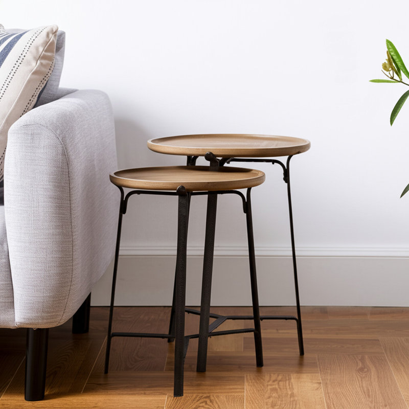 Table de bout ronde 24 "en bois massif brun