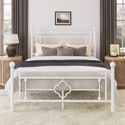 Ajayceon Metal Platform Bed Frame With Vintage-Style Headboard And Footboard