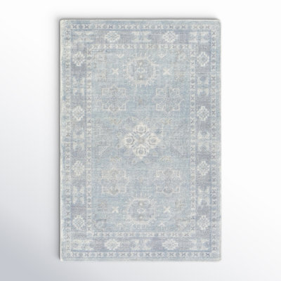 Hopkins Oriental Hand-Tufted Denim/Sky Blue Area Rug