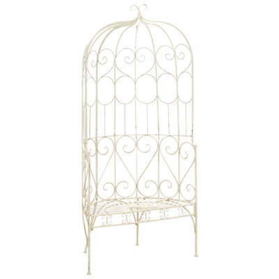  Garden Bench 95 cm Antique White Iron Outdoor Patio Park Bench