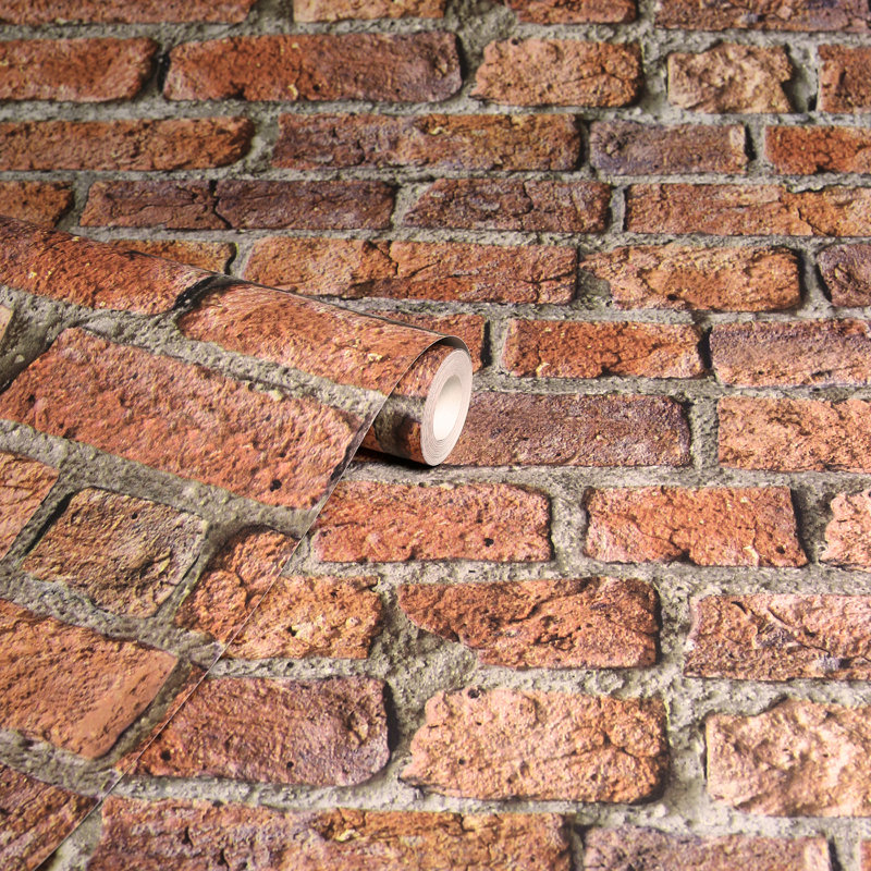 Clifford Red Urban Brick Wallpaper