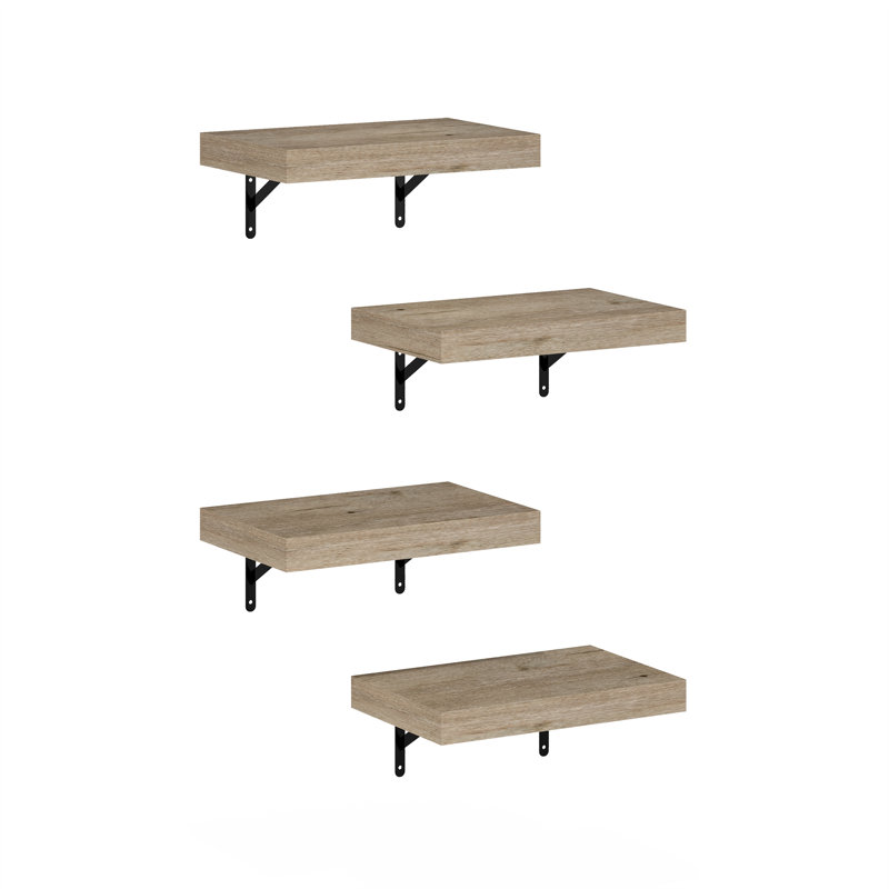 Beyhan 4 Piece Bracket Shelf, Natural, 4.19cm H x 37.01cm W x 23.8cm D