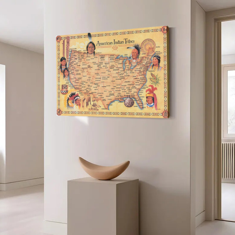 Carte des tribus amérindiennes, 20 x 30 pouces