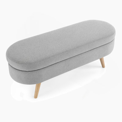 Ottoman Oval Storage Bench, Rubber Wood Legs
