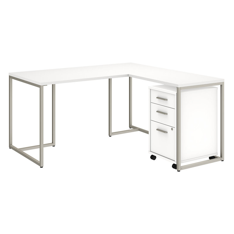Ensemble de bureau d'ordinateur en L 3 pièces Method, Blanc
